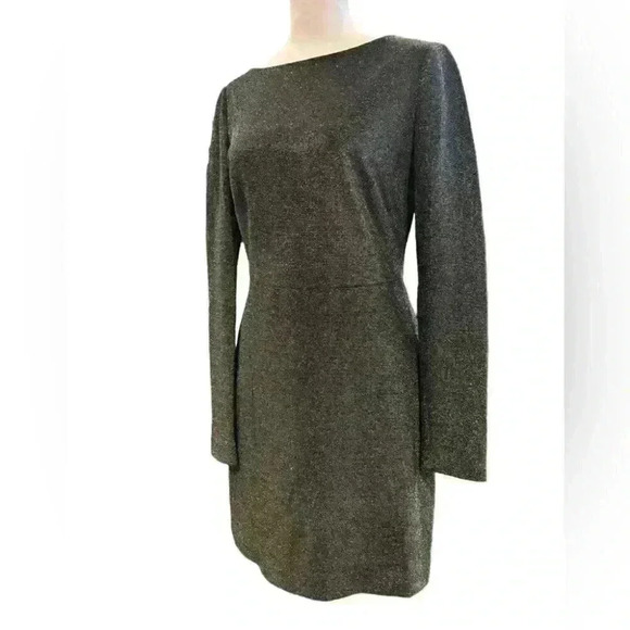 Diane Von Furstenberg Shift Dress Long Sleeve Knee Length Boat Neck Gray Size 6 - Picture 1 of 8